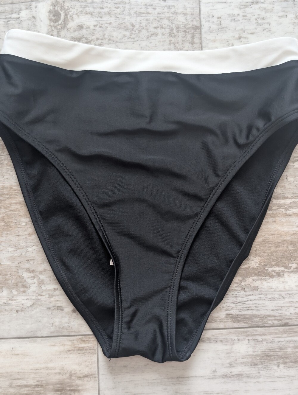 Shade & Shore Black and White High-Waist Bikini Bottom